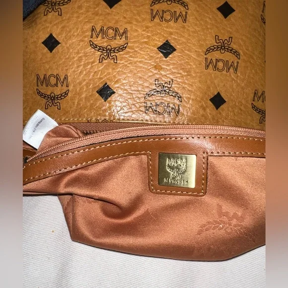 MCM Cognac Visetos Pocket Satchel Brown Handbags and Purses Leather Shoulder Bag